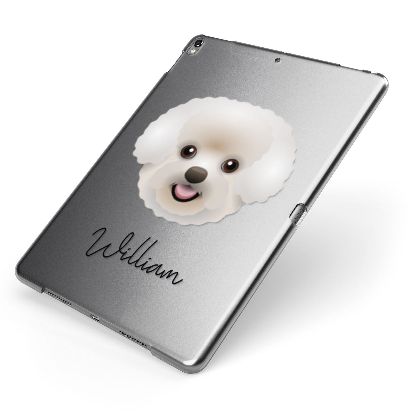 Bichon Frise Personalised Apple iPad Case on Grey iPad Side View