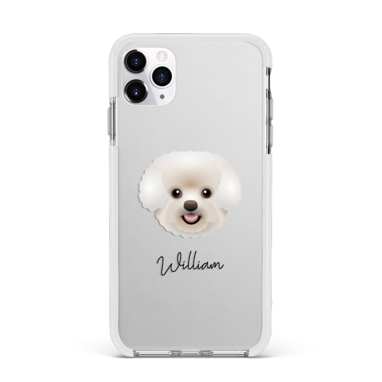 Bichon Frise Personalised Apple iPhone 11 Pro Max in Silver with White Impact Case