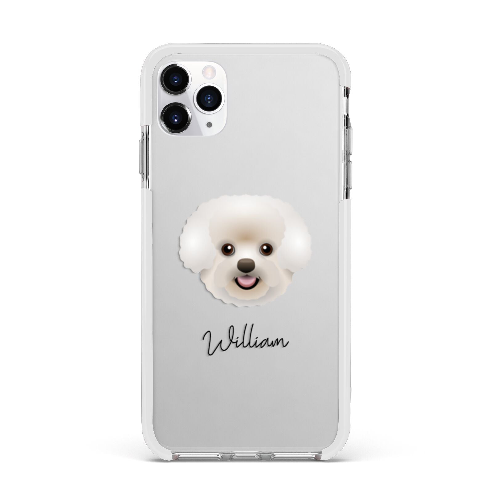 Bichon Frise Personalised Apple iPhone 11 Pro Max in Silver with White Impact Case