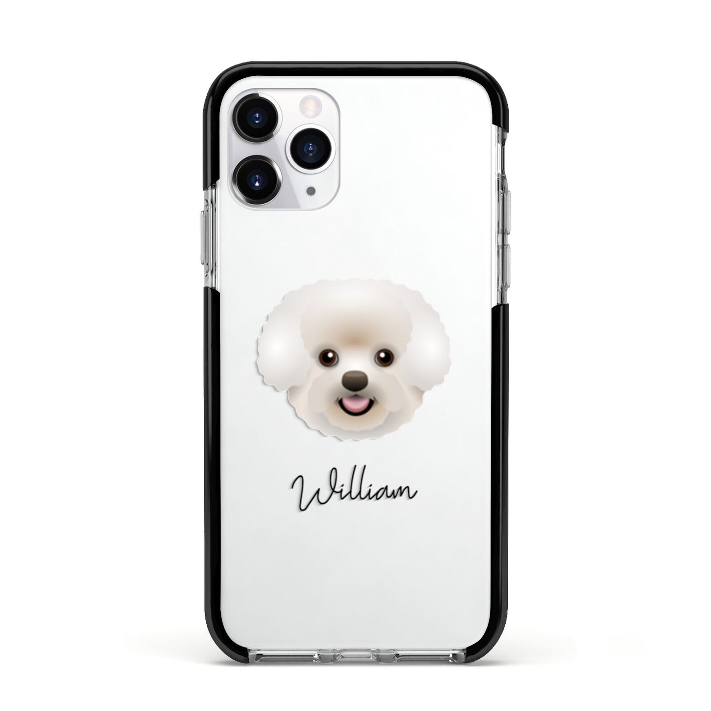 Bichon Frise Personalised Apple iPhone 11 Pro in Silver with Black Impact Case