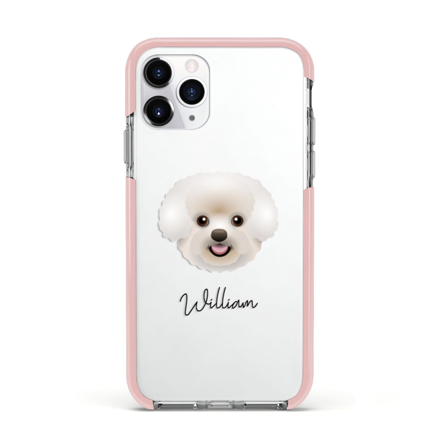 Bichon Frise Personalised Apple iPhone 11 Pro in Silver with Pink Impact Case