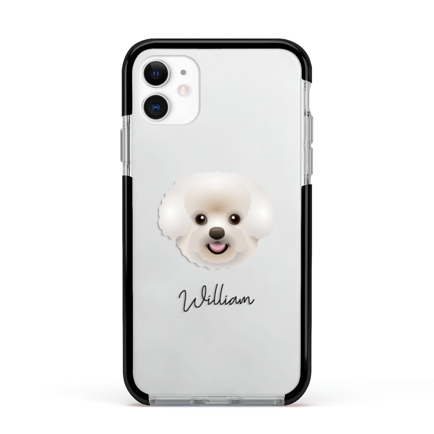 Bichon Frise Personalised Apple iPhone 11 in White with Black Impact Case