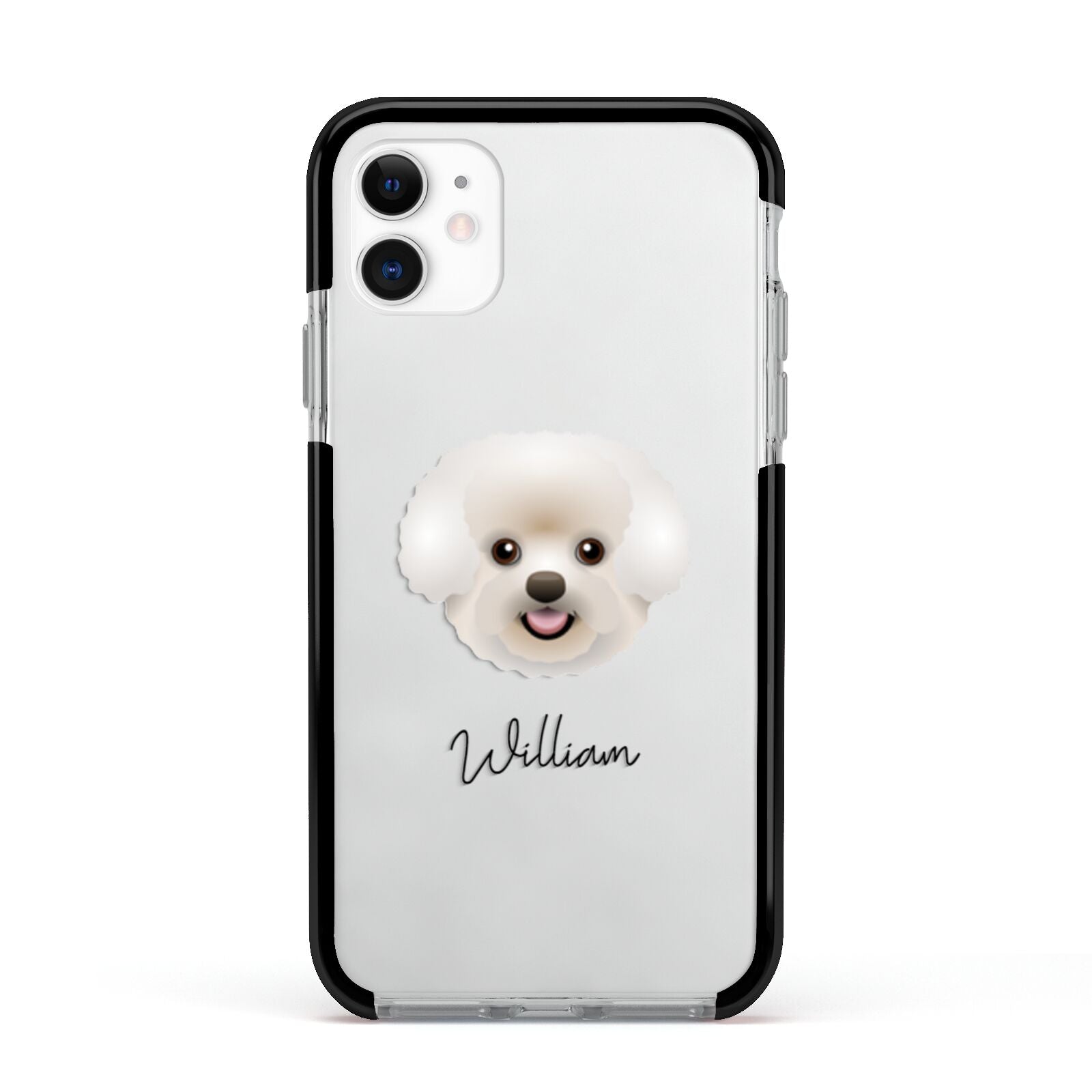 Bichon Frise Personalised Apple iPhone 11 in White with Black Impact Case