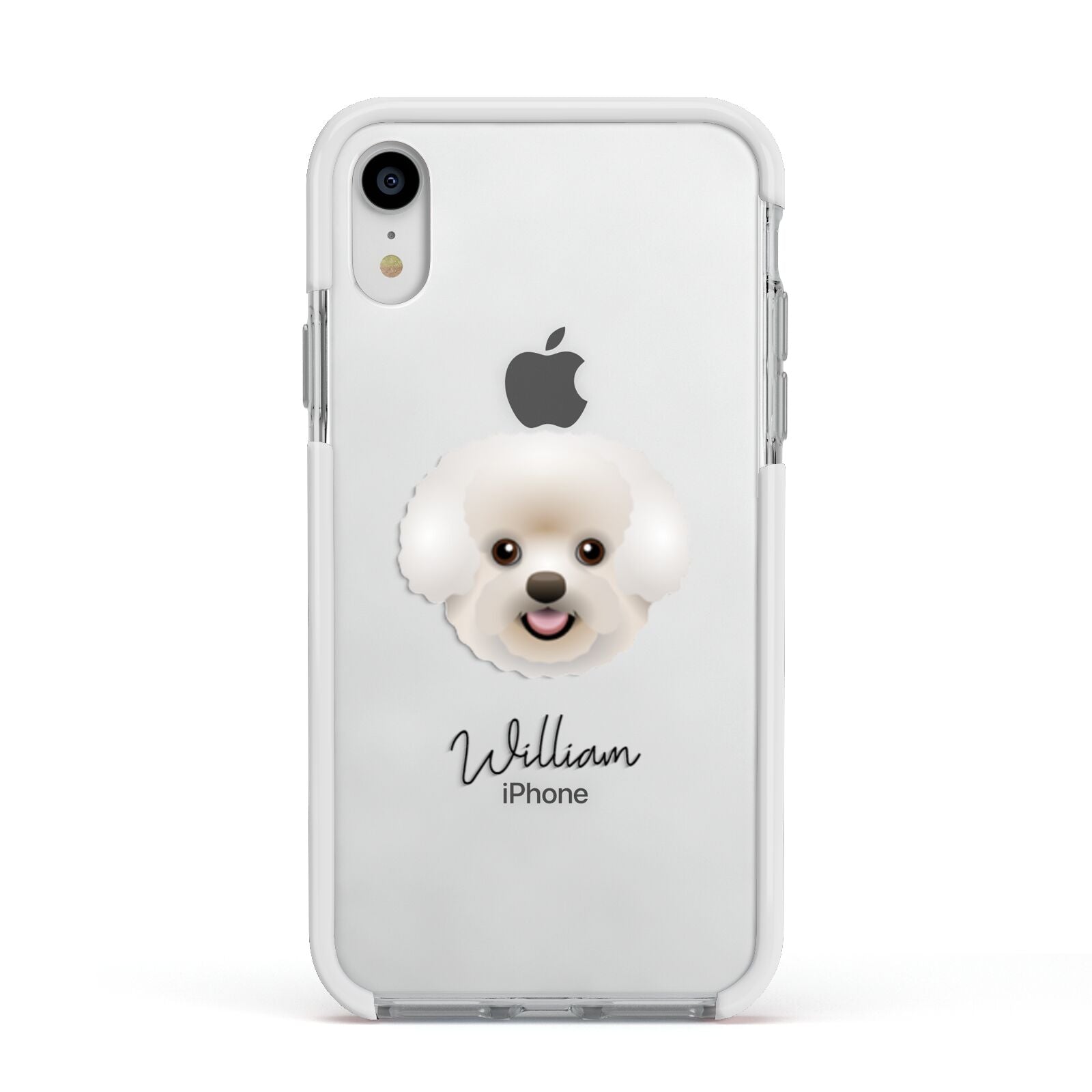 Bichon Frise Personalised Apple iPhone XR Impact Case White Edge on Silver Phone