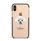 Bichon Frise Personalised Apple iPhone Xs Impact Case Black Edge on Gold Phone