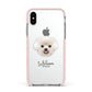 Bichon Frise Personalised Apple iPhone Xs Impact Case Pink Edge on Silver Phone