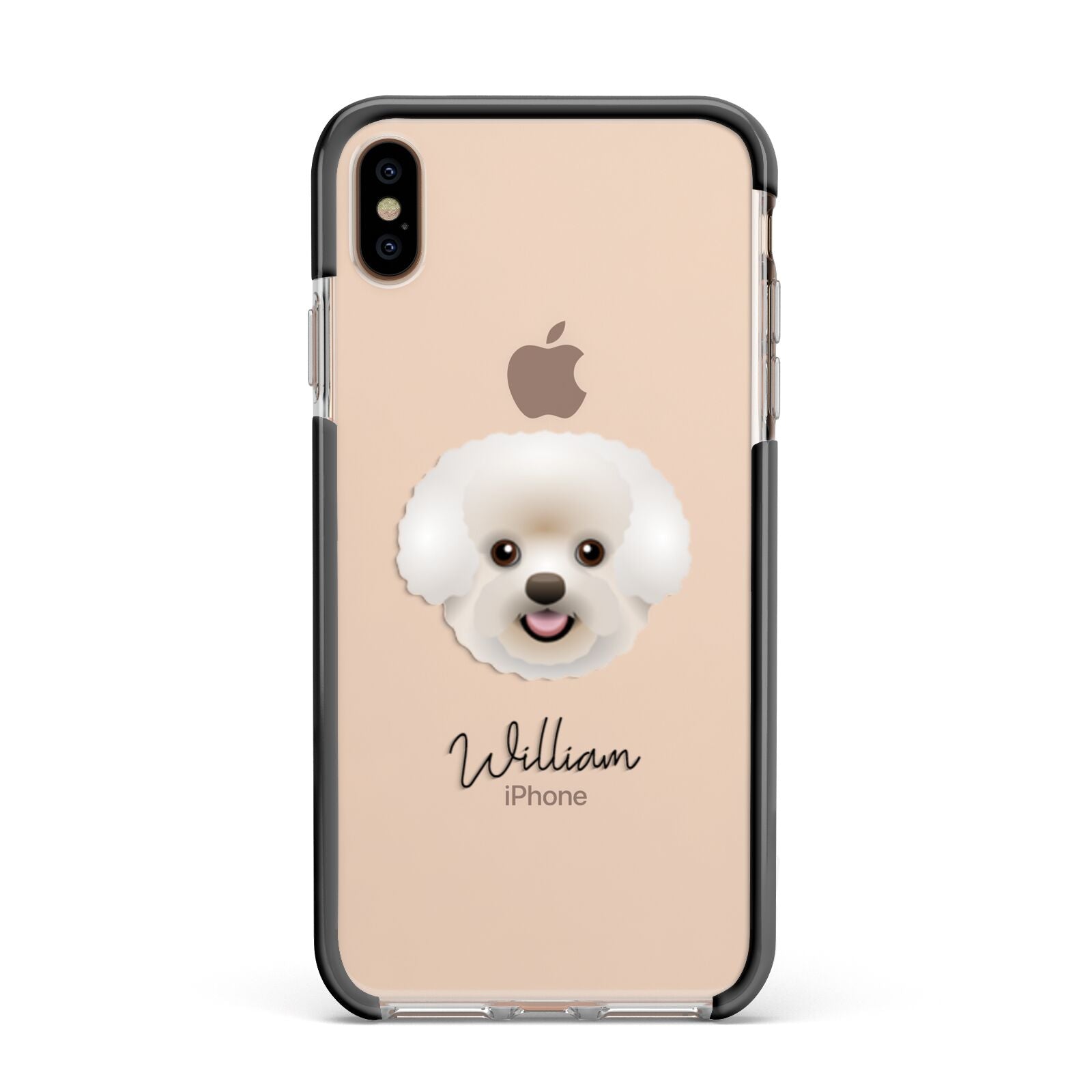 Bichon Frise Personalised Apple iPhone Xs Max Impact Case Black Edge on Gold Phone