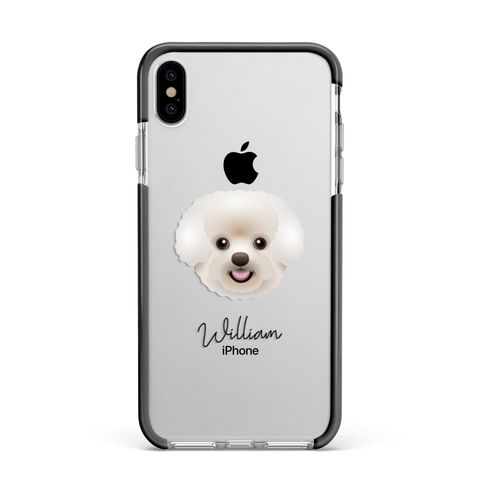 Bichon Frise Personalised Apple iPhone Xs Max Impact Case Black Edge on Silver Phone