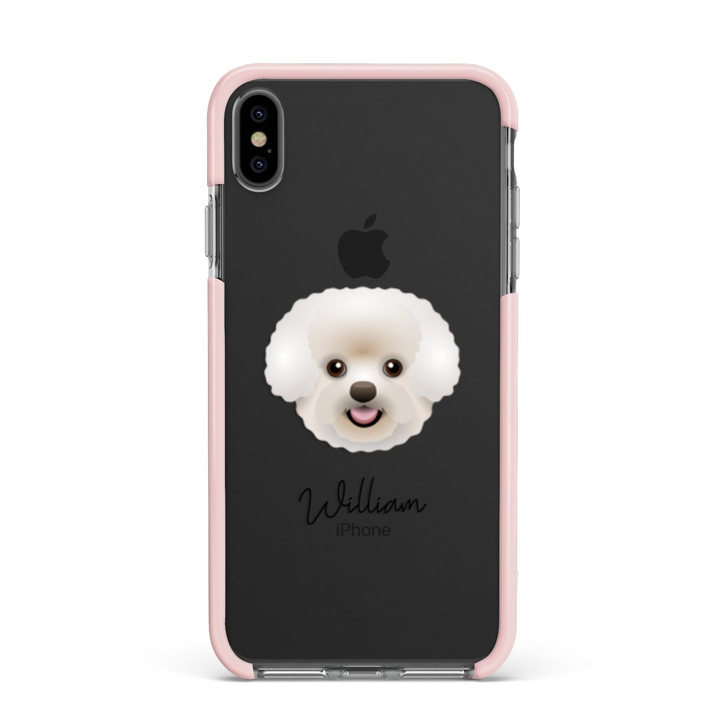 Bichon Frise Personalised Apple iPhone Xs Max Impact Case Pink Edge on Black Phone