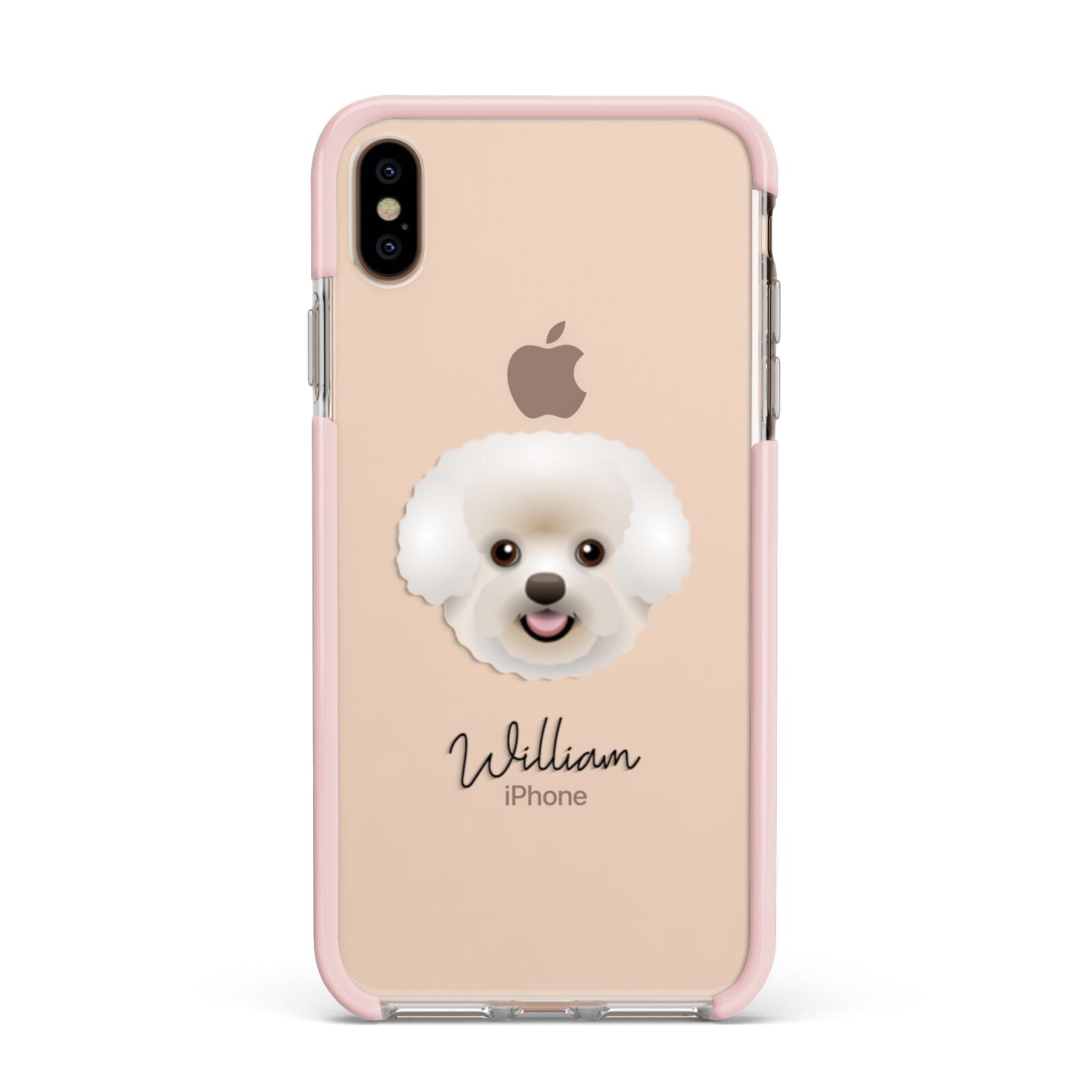 Bichon Frise Personalised Apple iPhone Xs Max Impact Case Pink Edge on Gold Phone
