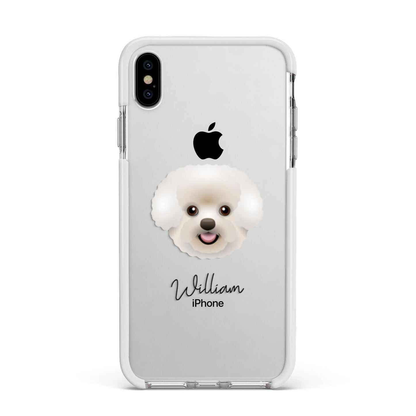 Bichon Frise Personalised Apple iPhone Xs Max Impact Case White Edge on Silver Phone