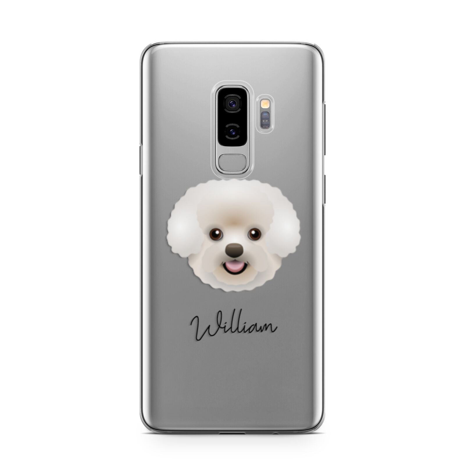 Bichon Frise Personalised Samsung Galaxy S9 Plus Case on Silver phone