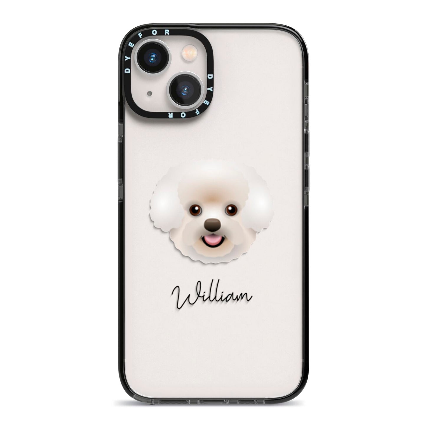 Bichon Frise Personalised iPhone 13 Black Impact Case on Silver phone