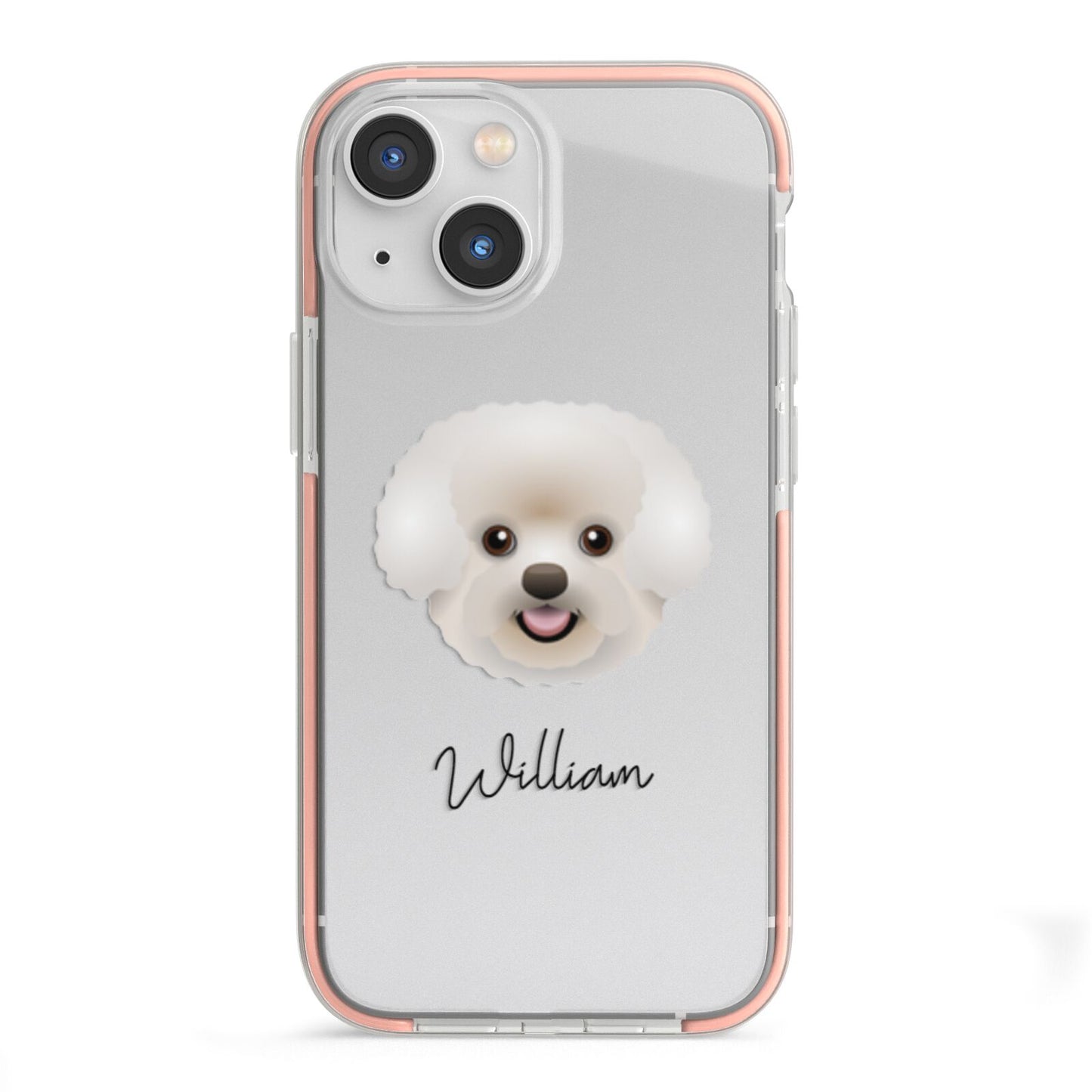 Bichon Frise Personalised iPhone 13 Mini TPU Impact Case with Pink Edges