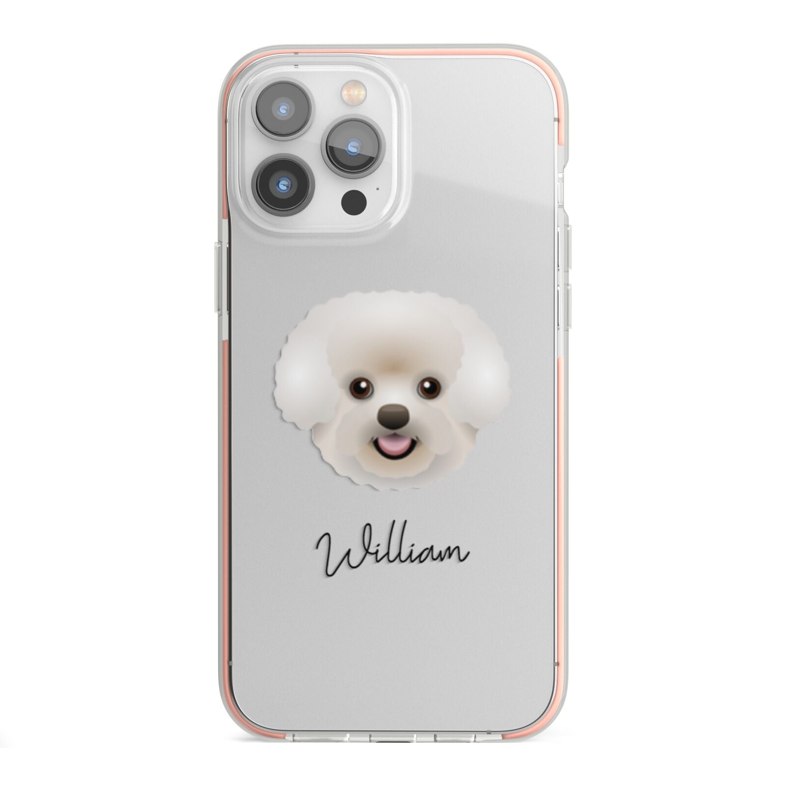 Bichon Frise Personalised iPhone 13 Pro Max TPU Impact Case with Pink Edges