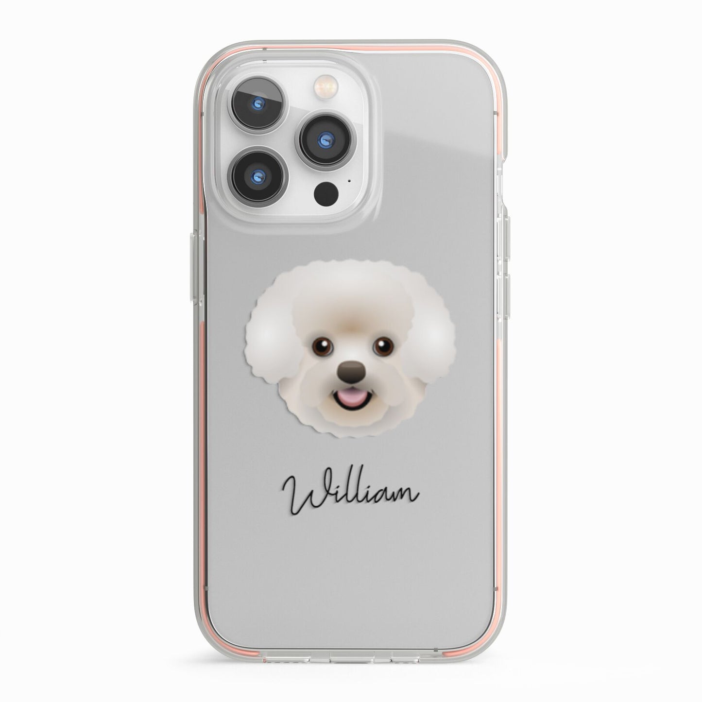 Bichon Frise Personalised iPhone 13 Pro TPU Impact Case with Pink Edges