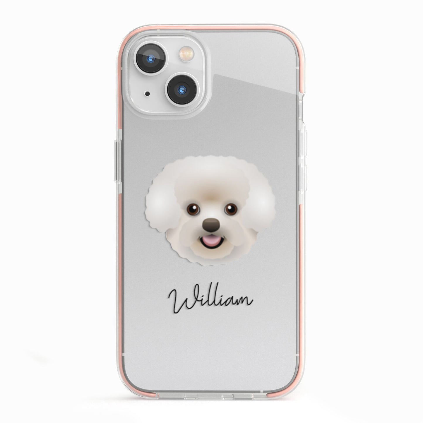 Bichon Frise Personalised iPhone 13 TPU Impact Case with Pink Edges