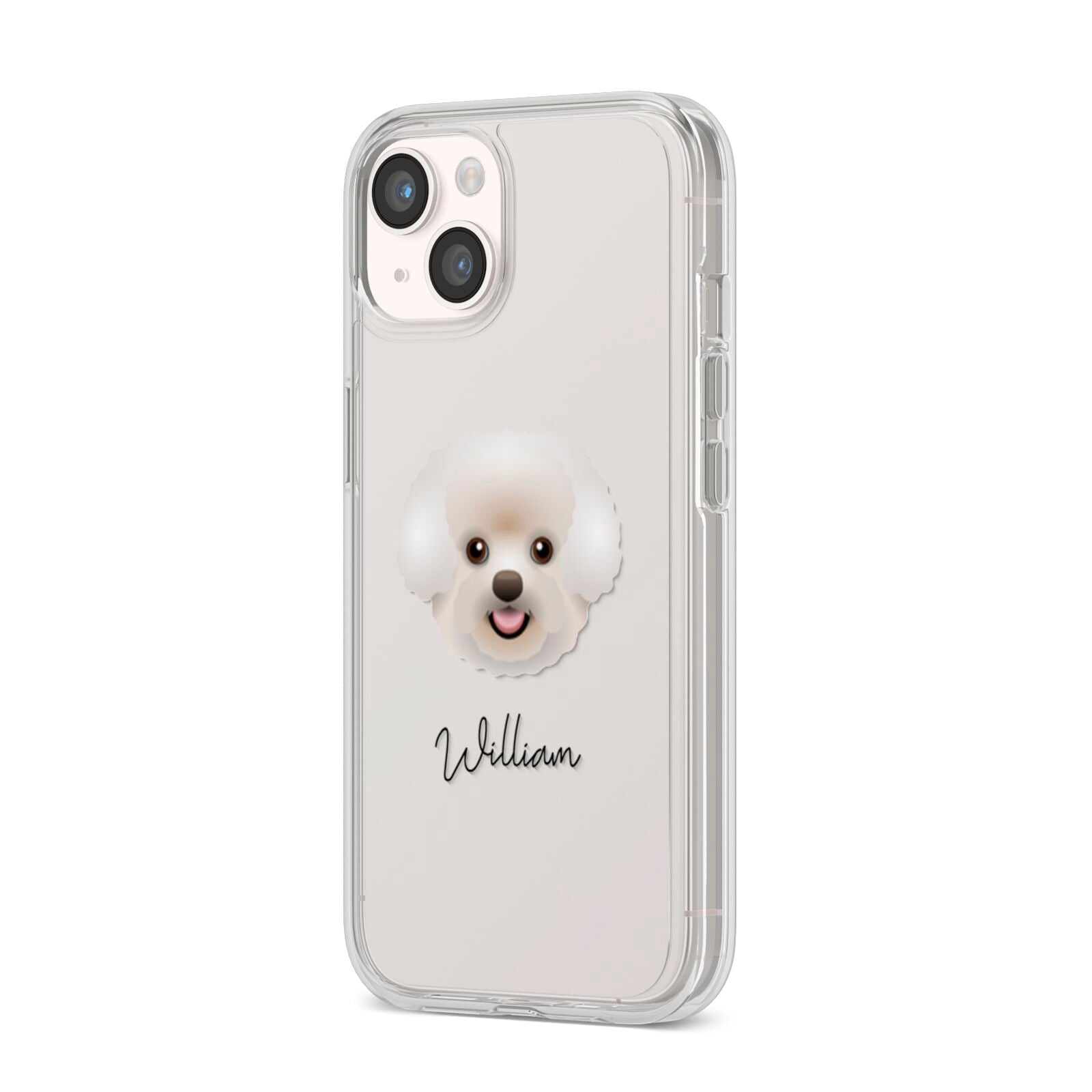 Bichon Frise Personalised iPhone 14 Clear Tough Case Starlight Angled Image
