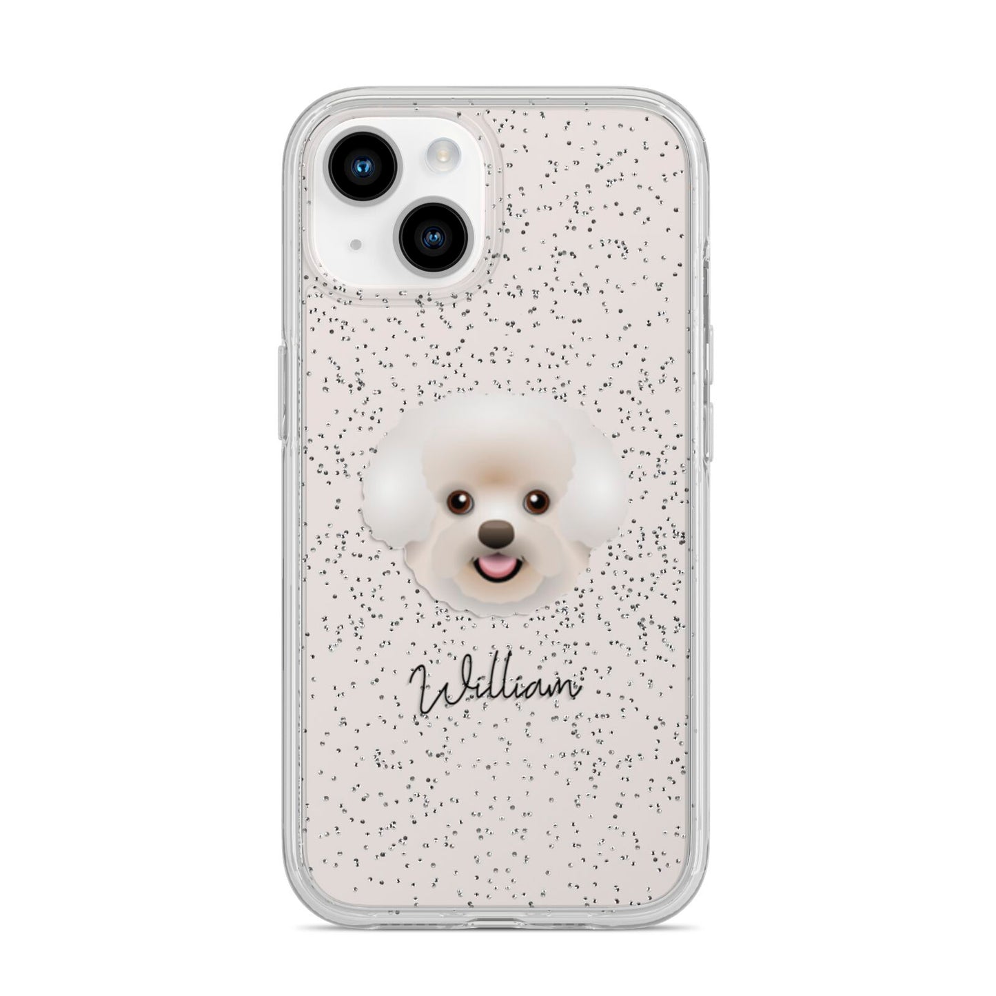 Bichon Frise Personalised iPhone 14 Glitter Tough Case Starlight