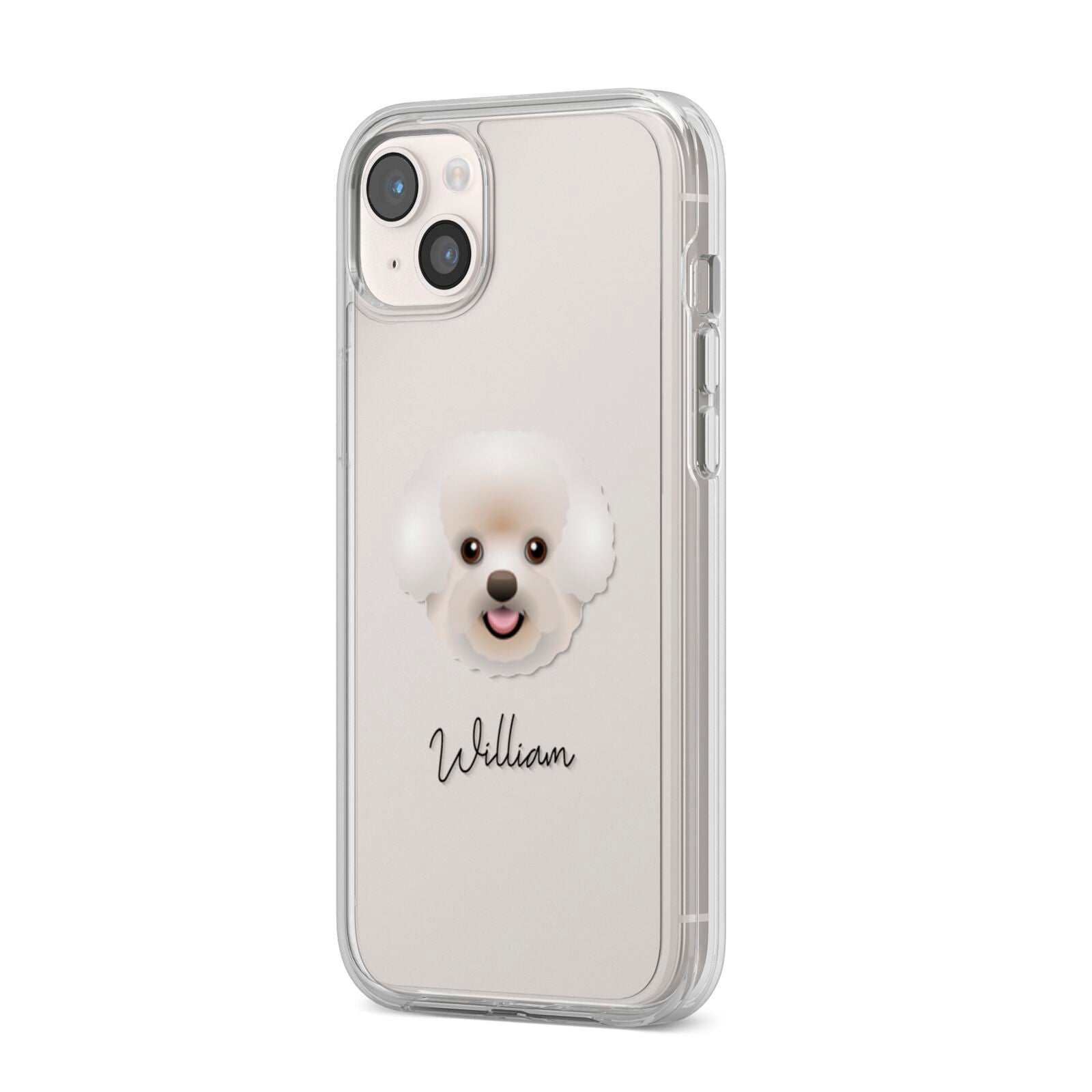 Bichon Frise Personalised iPhone 14 Plus Clear Tough Case Starlight Angled Image