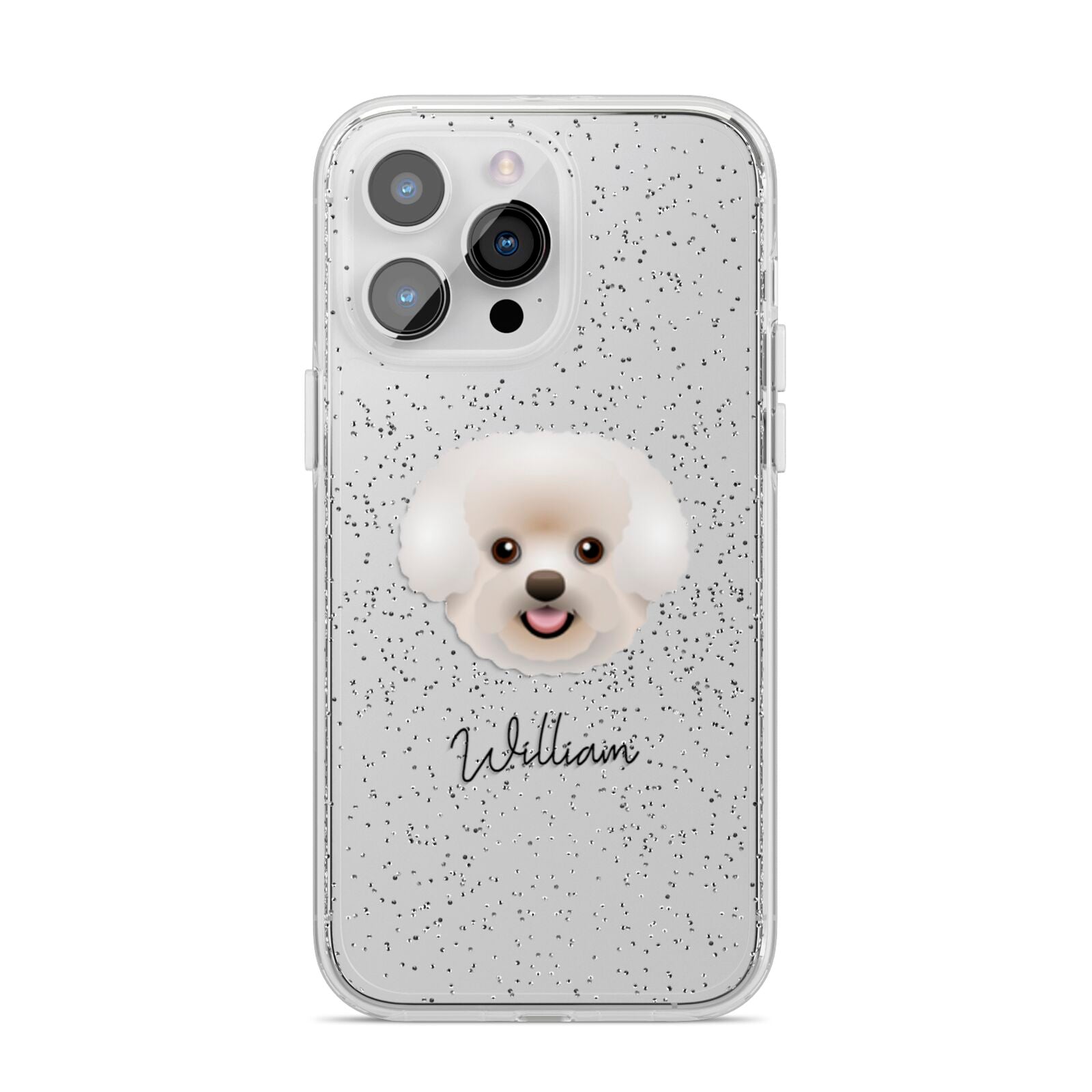 Bichon Frise Personalised iPhone 14 Pro Max Glitter Tough Case Silver