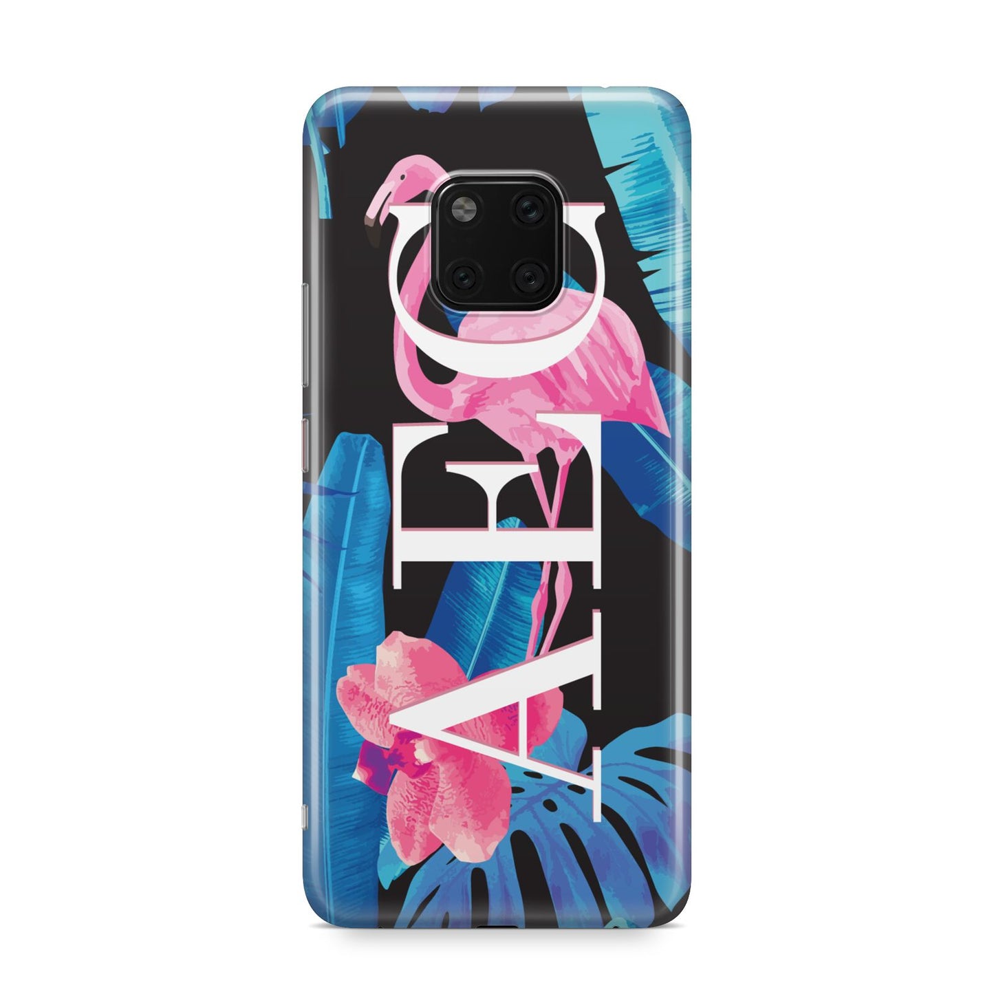Black Blue Tropical Flamingo Huawei Mate 20 Pro Phone Case