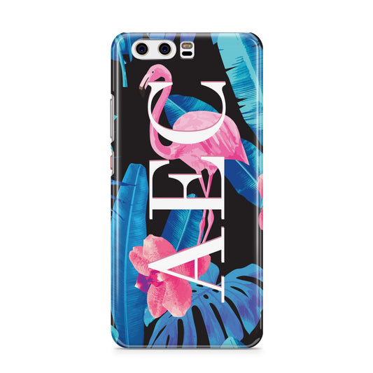 Black Blue Tropical Flamingo Huawei P10 Phone Case