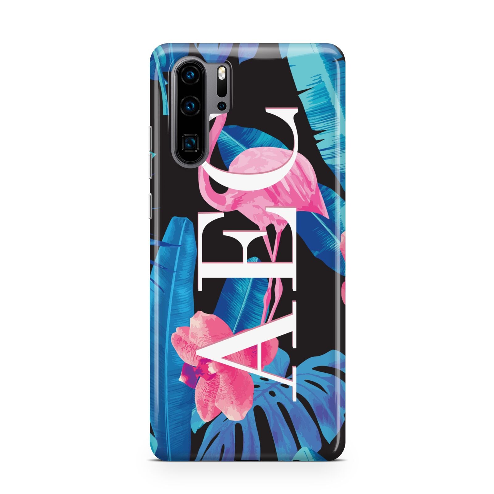 Black Blue Tropical Flamingo Huawei P30 Pro Phone Case