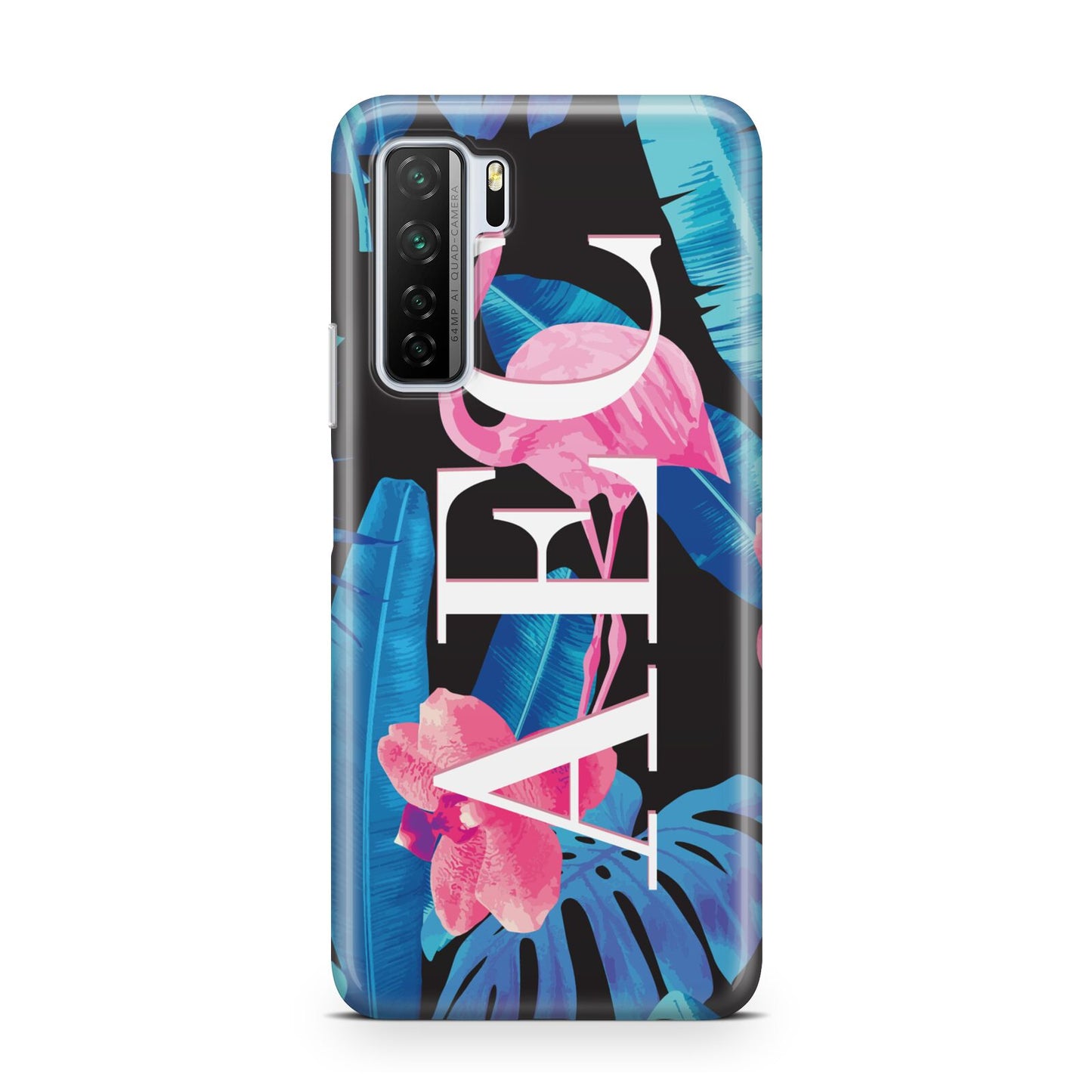 Black Blue Tropical Flamingo Huawei P40 Lite 5G Phone Case