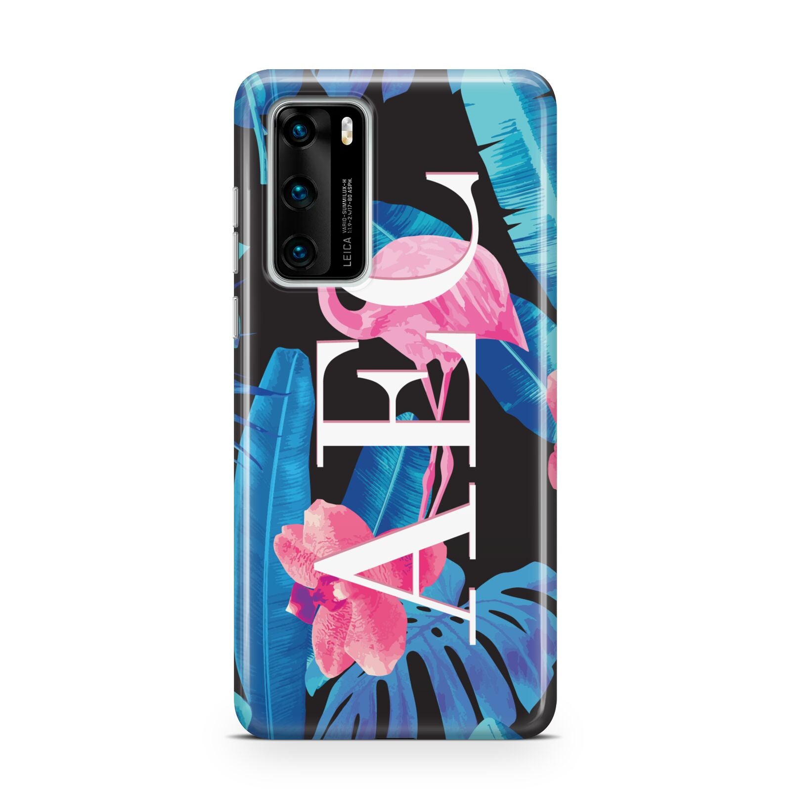 Black Blue Tropical Flamingo Huawei P40 Phone Case