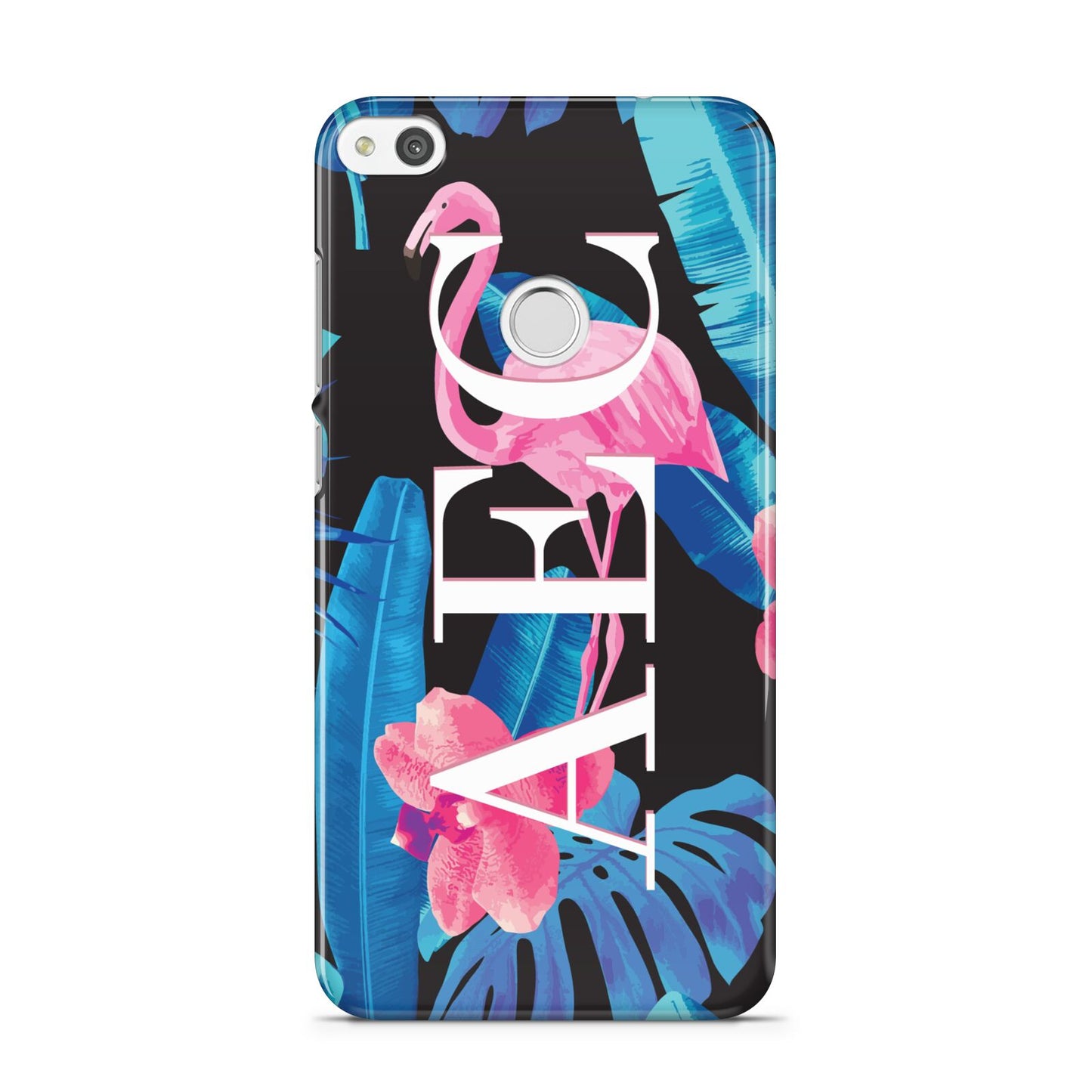 Black Blue Tropical Flamingo Huawei P8 Lite Case