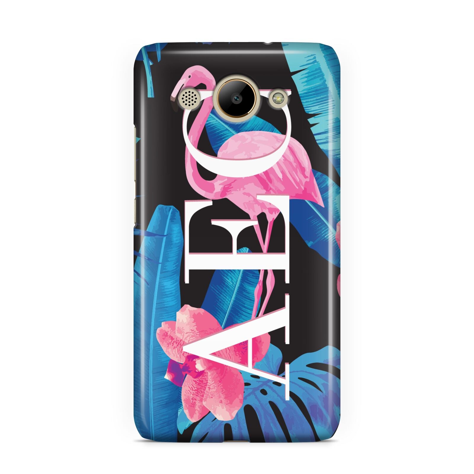 Black Blue Tropical Flamingo Huawei Y3 2017