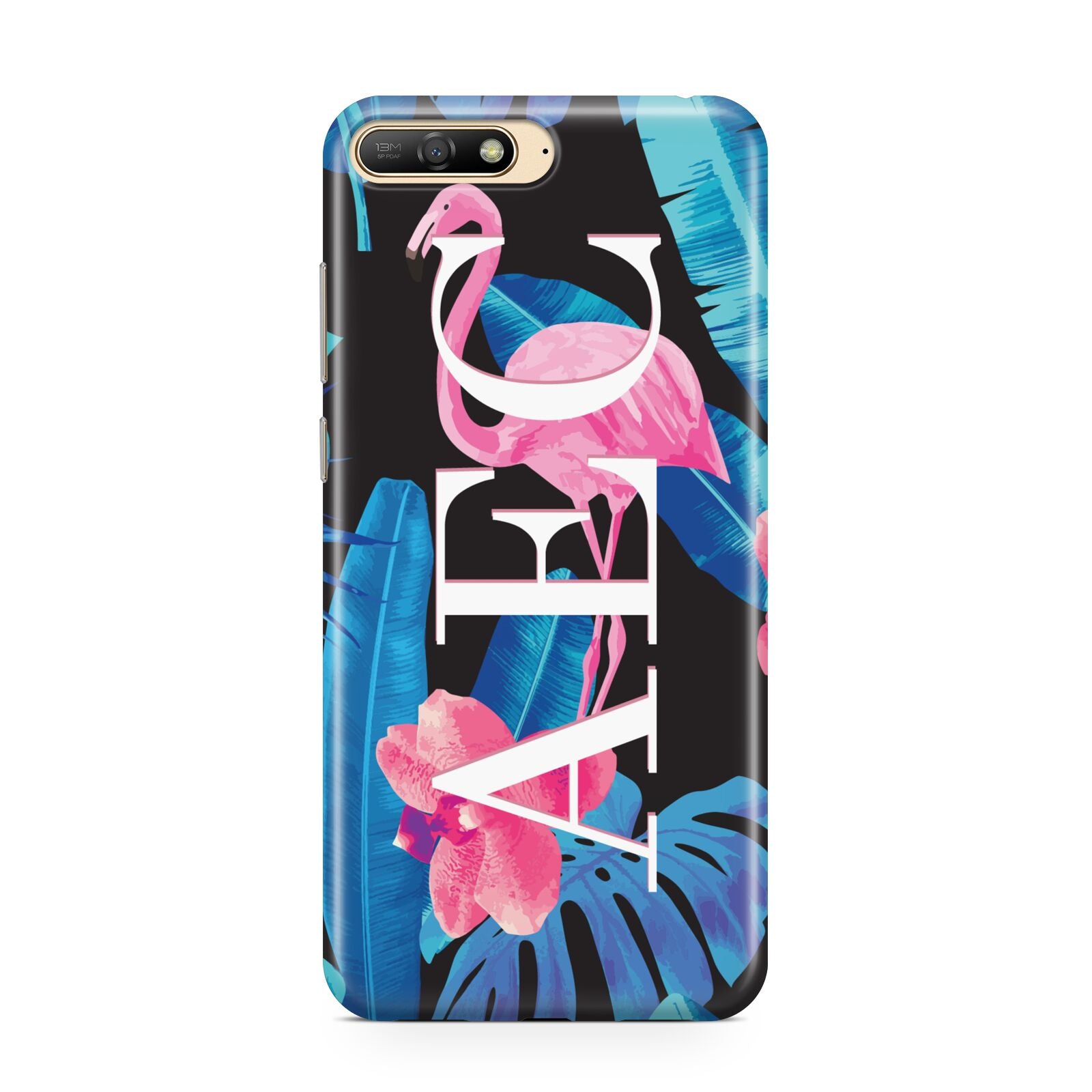 Black Blue Tropical Flamingo Huawei Y6 2018