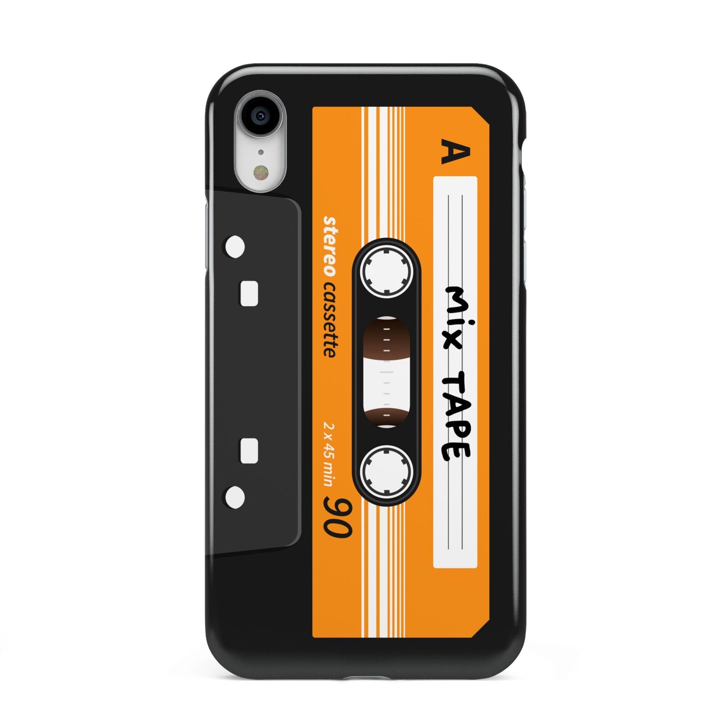 Black Casette Tape Apple iPhone XR White 3D Tough Case