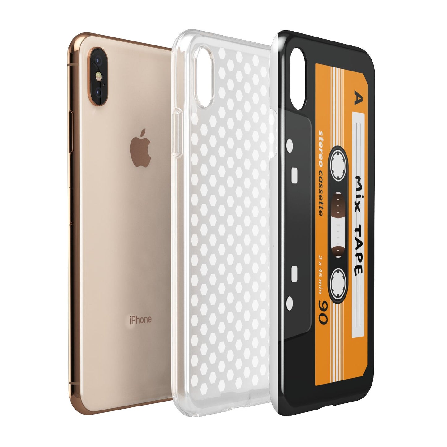 Black Casette Tape Apple iPhone Xs Max 3D Tough Case Expanded View