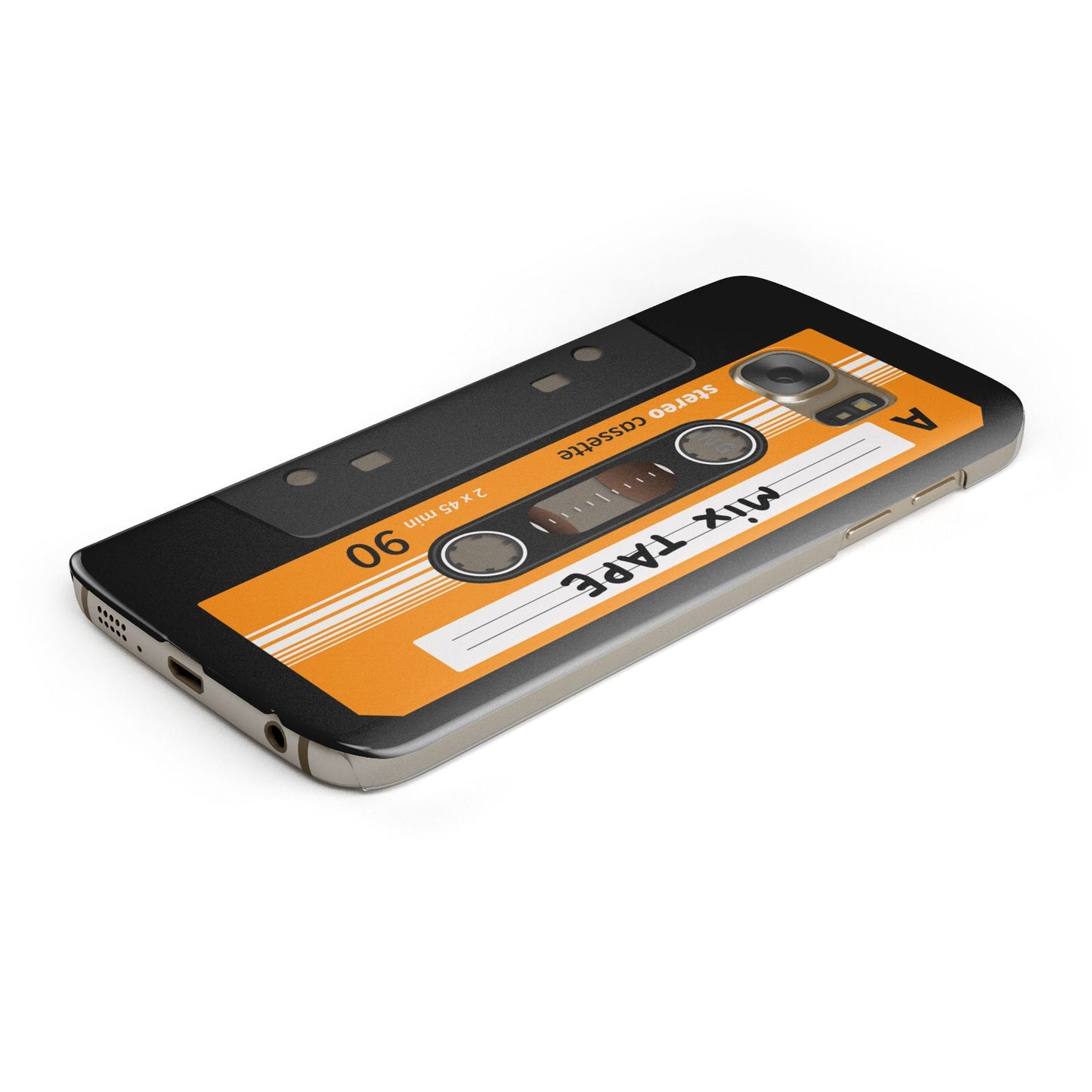 Black Casette Tape Protective Samsung Galaxy Case Angled Image