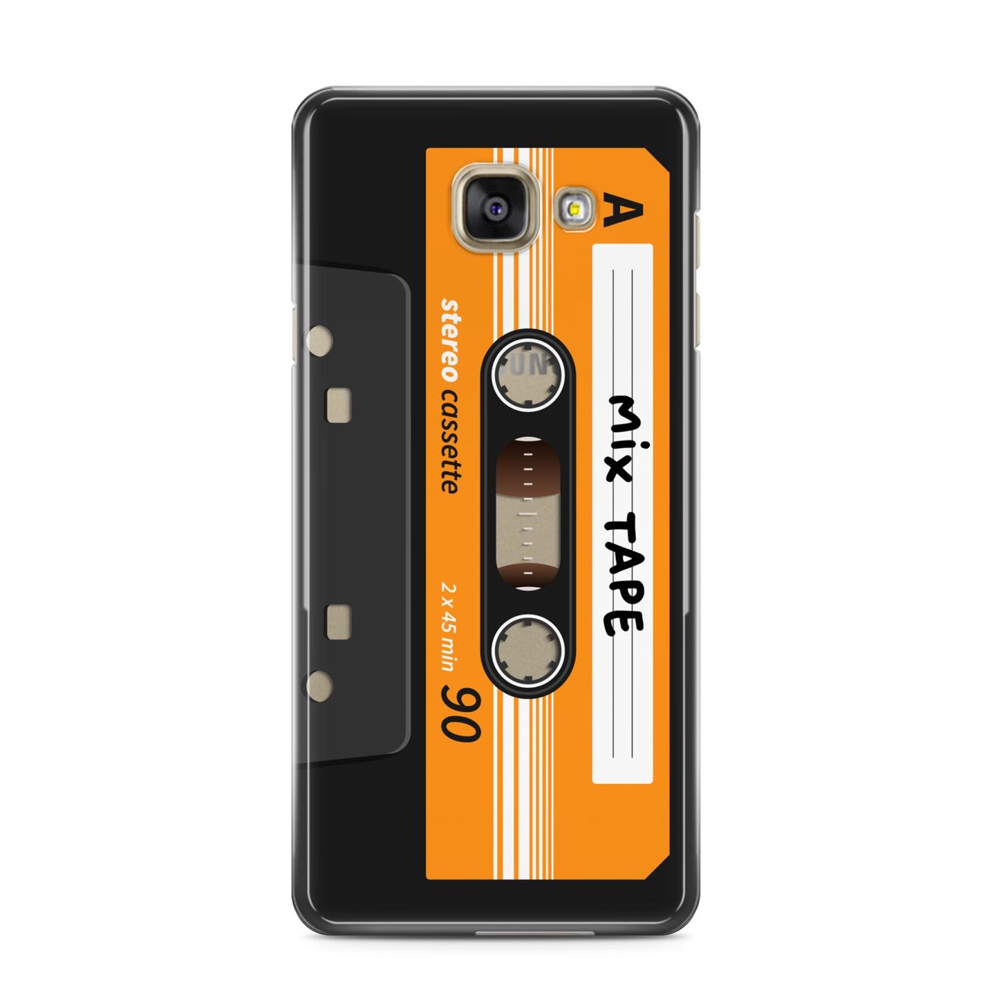 Black Casette Tape Samsung Galaxy A3 2016 Case on gold phone