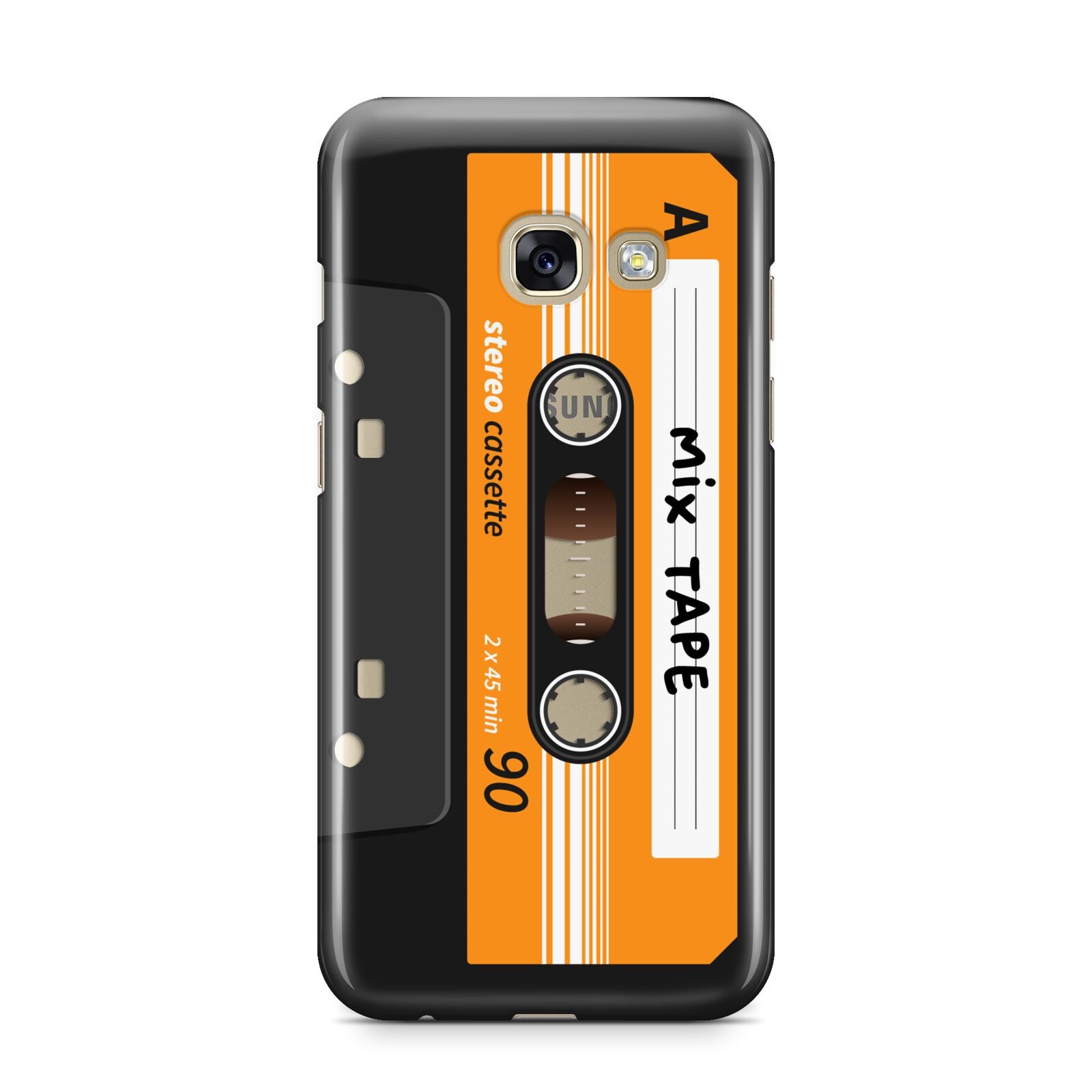 Black Casette Tape Samsung Galaxy A3 2017 Case on gold phone