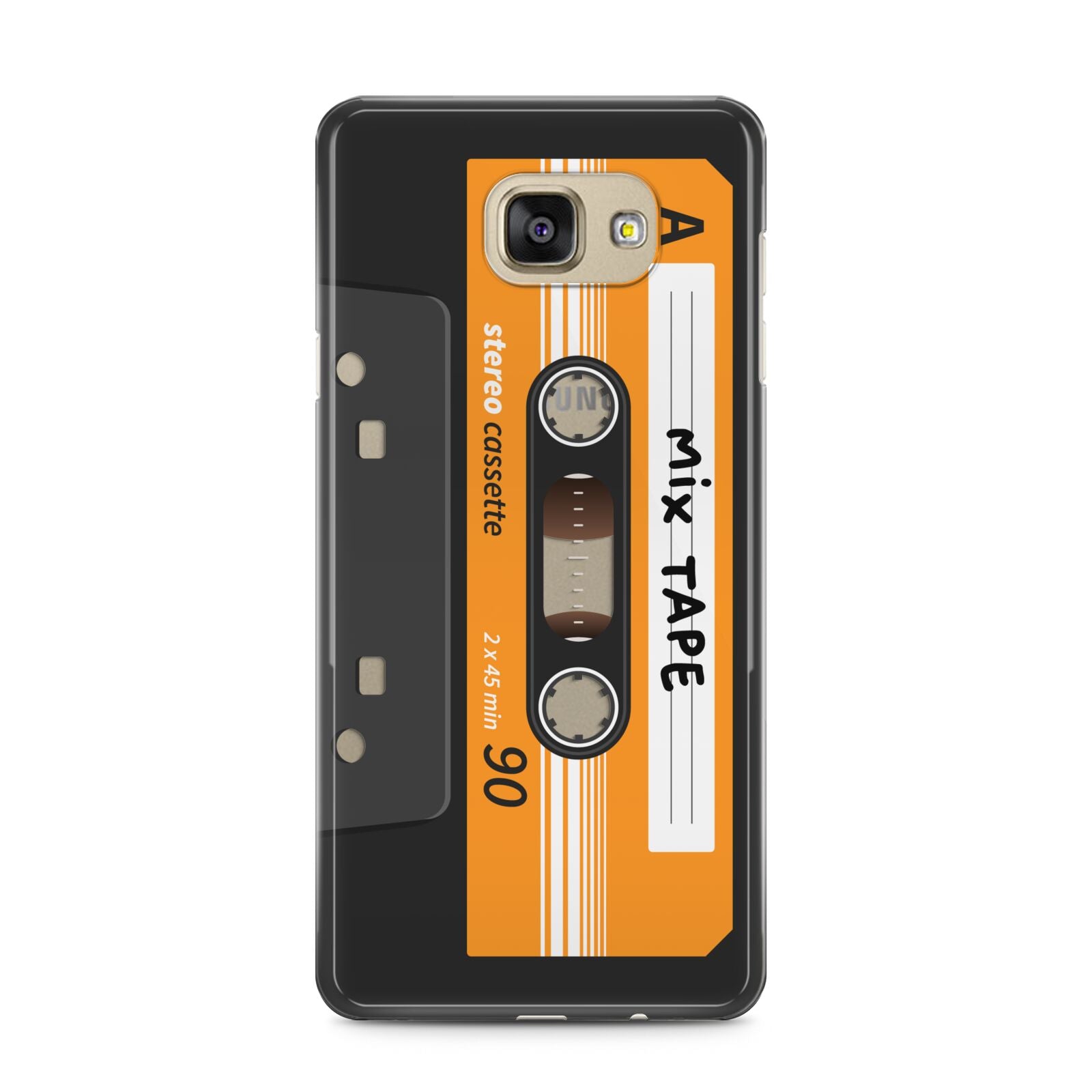 Black Casette Tape Samsung Galaxy A5 2016 Case on gold phone