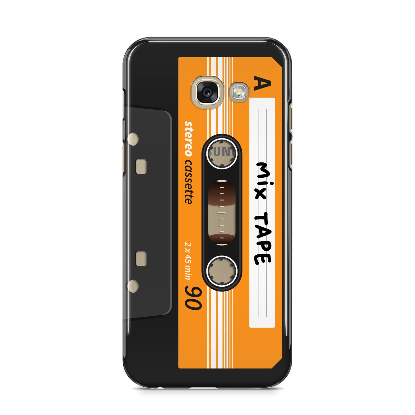 Black Casette Tape Samsung Galaxy A5 2017 Case on gold phone