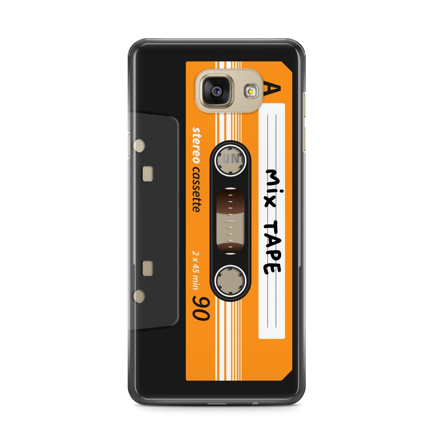 Black Casette Tape Samsung Galaxy A7 2016 Case on gold phone