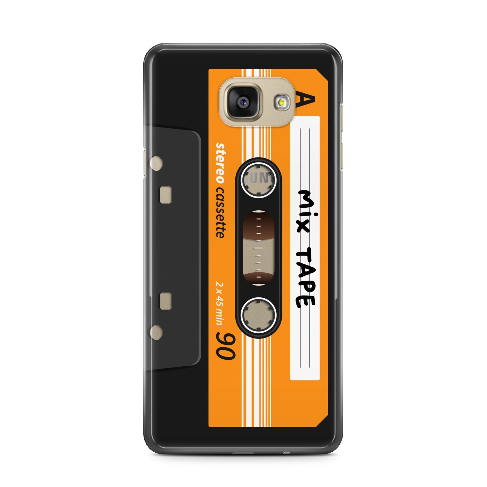 Black Casette Tape Samsung Galaxy A7 2016 Case on gold phone