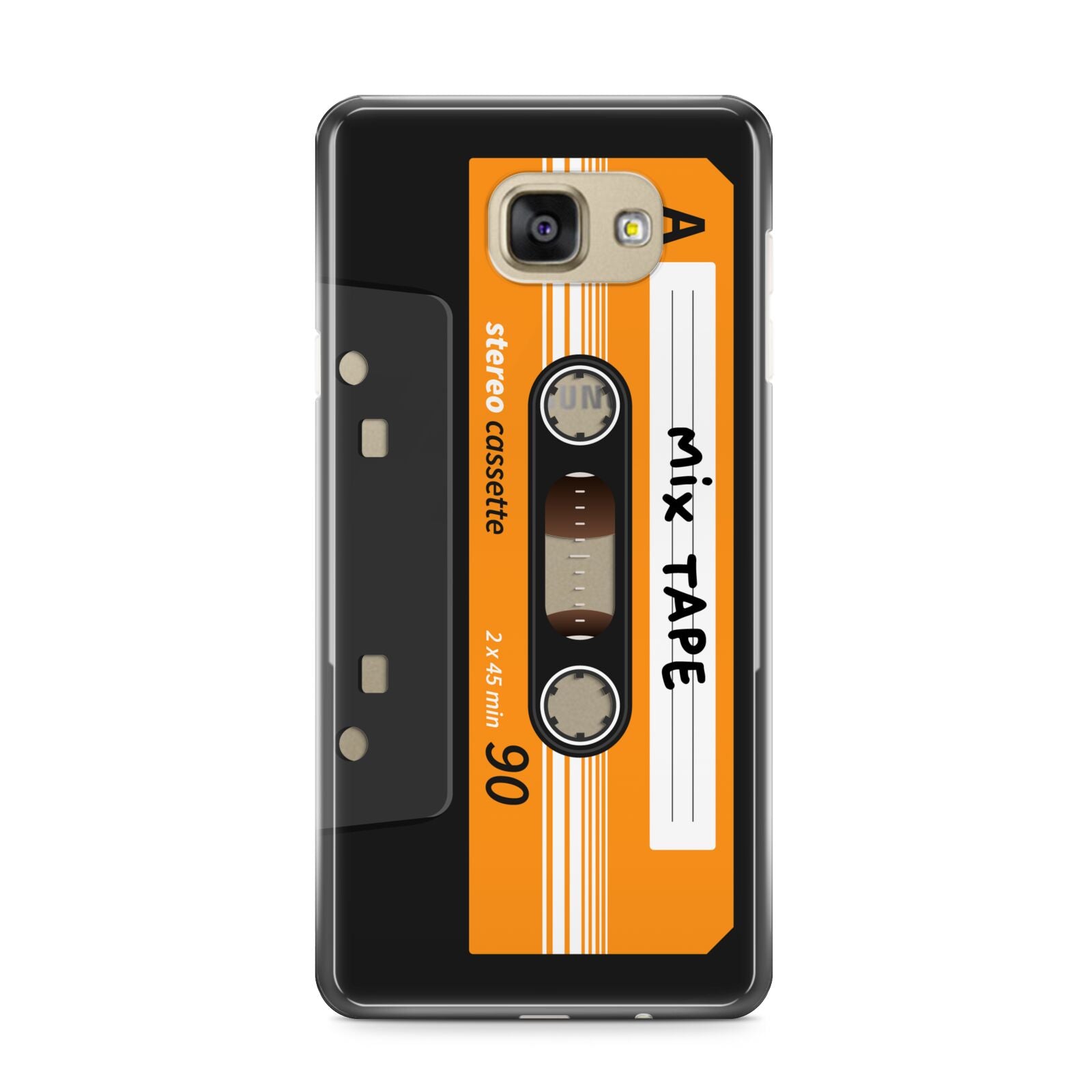 Black Casette Tape Samsung Galaxy A9 2016 Case on gold phone