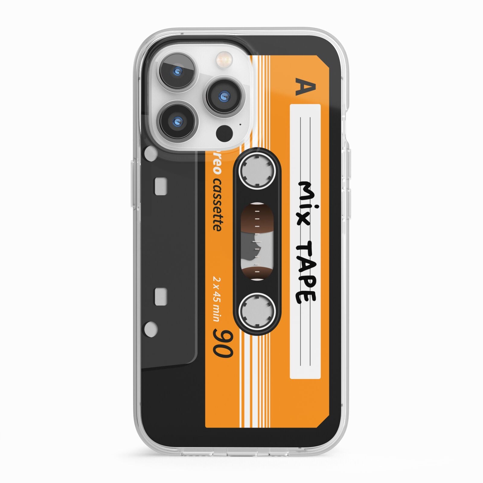 Black Casette Tape iPhone 13 Pro TPU Impact Case with White Edges