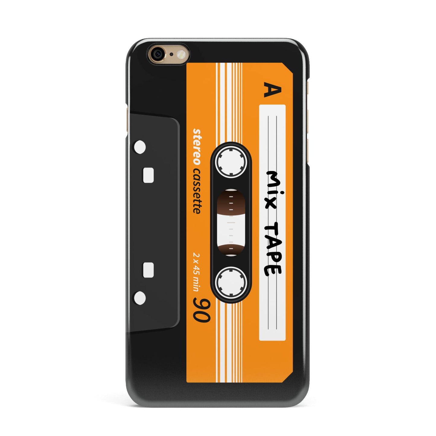 Black Casette Tape iPhone 6 Plus 3D Snap Case on Gold Phone