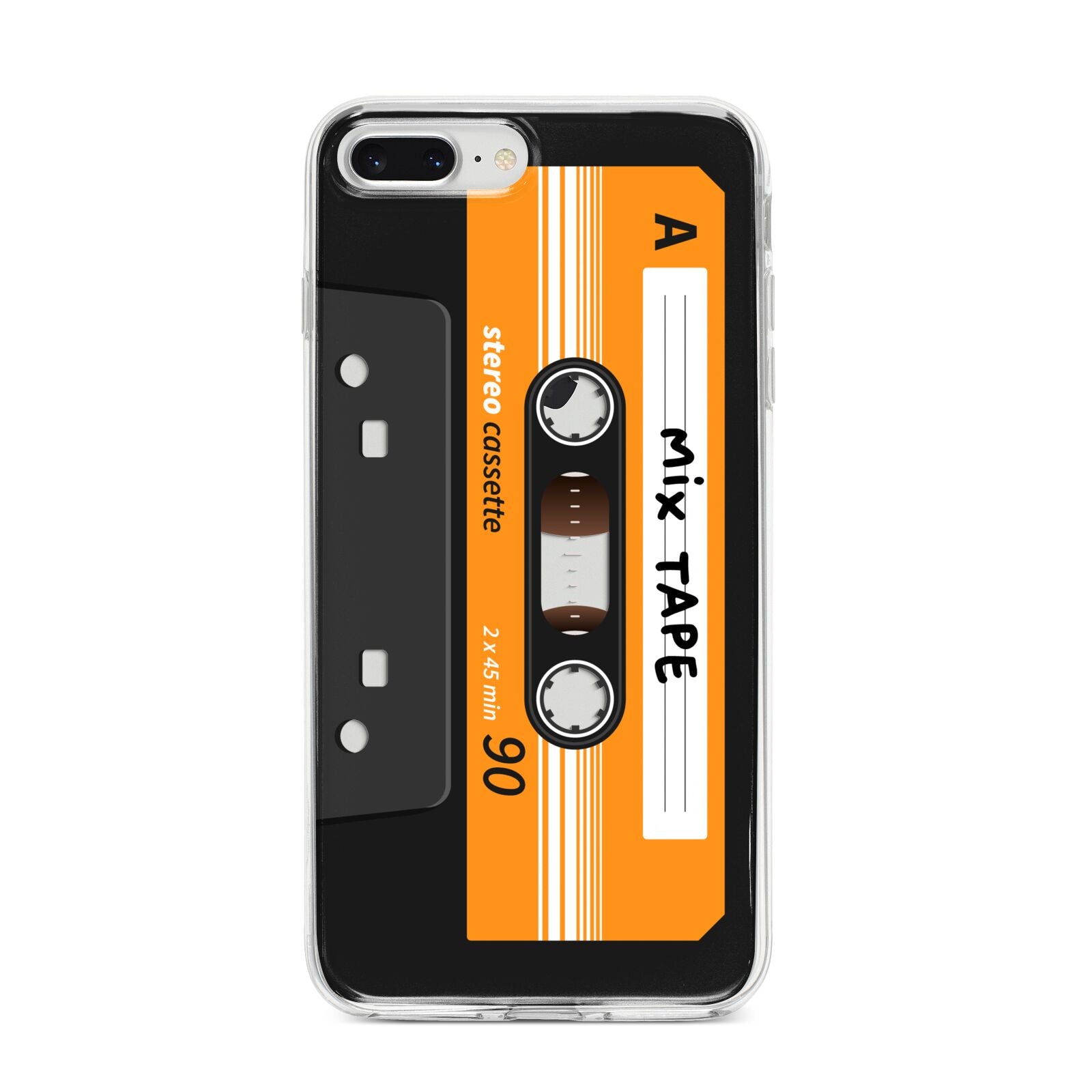 Black Casette Tape iPhone 8 Plus Bumper Case on Silver iPhone