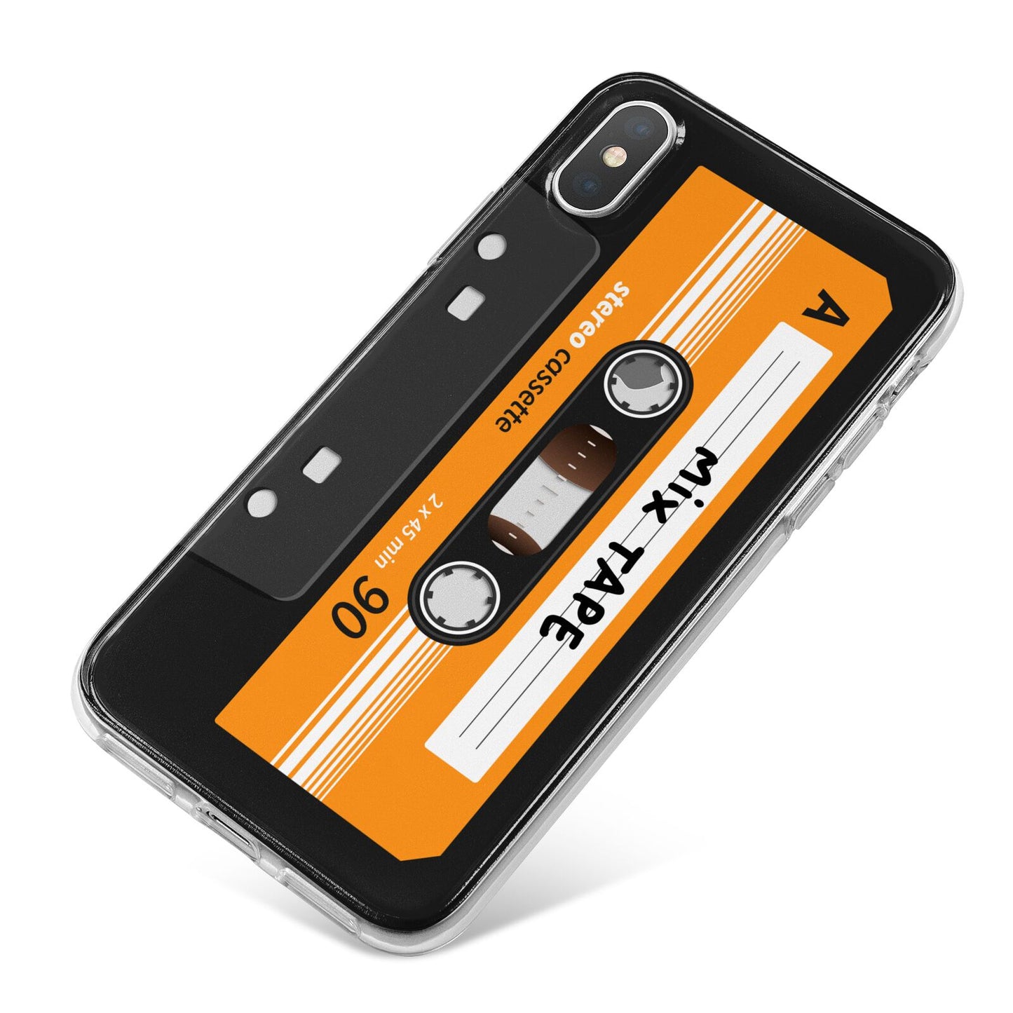 Black Casette Tape iPhone X Bumper Case on Silver iPhone