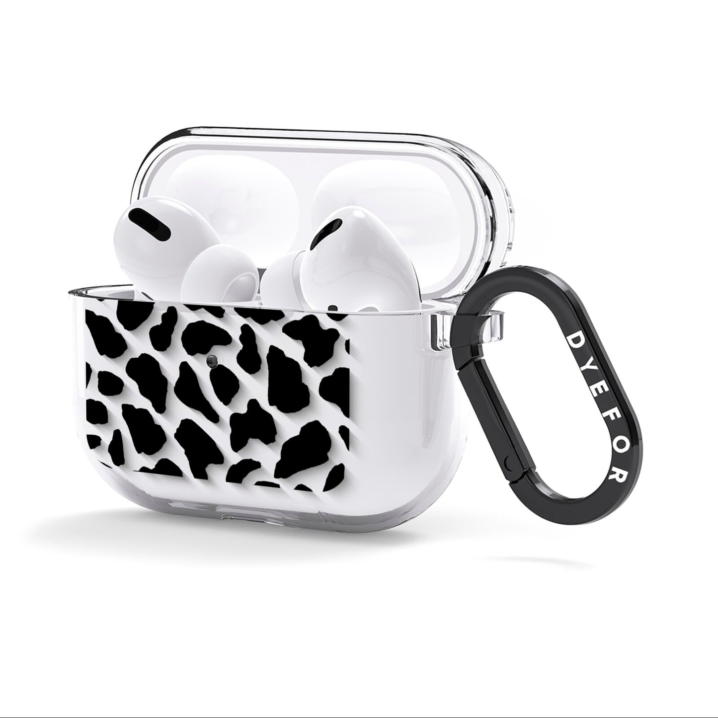 Black Cow Print AirPods Clear Case 3rd Gen Side Image