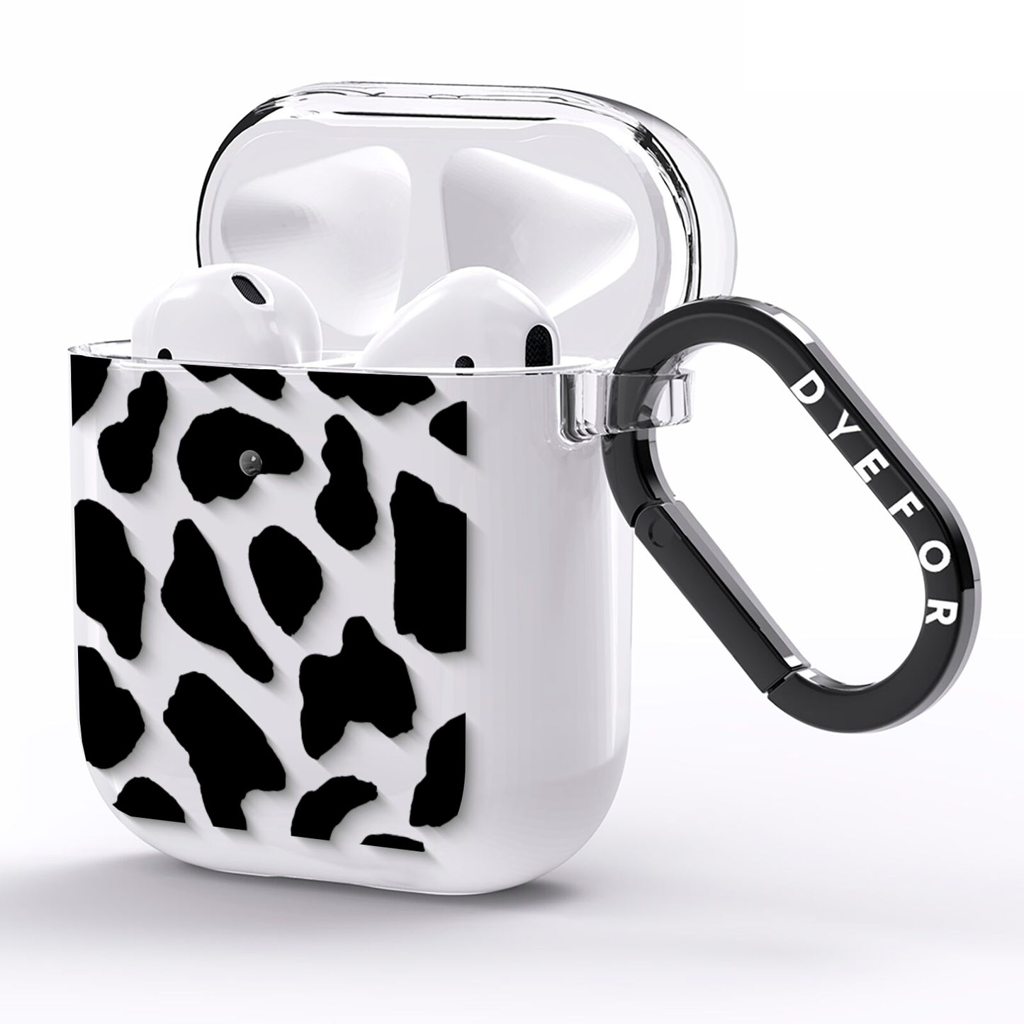 Black Cow Print AirPods Clear Case Side Image