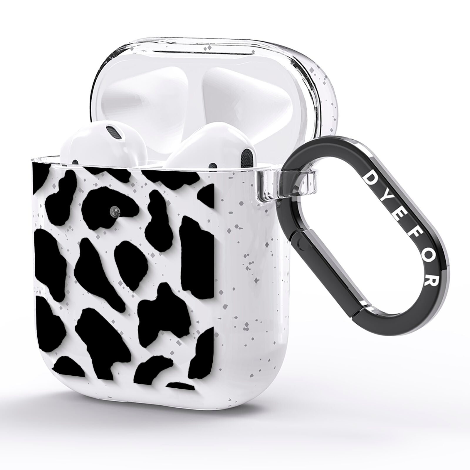 Black Cow Print AirPods Glitter Case Side Image